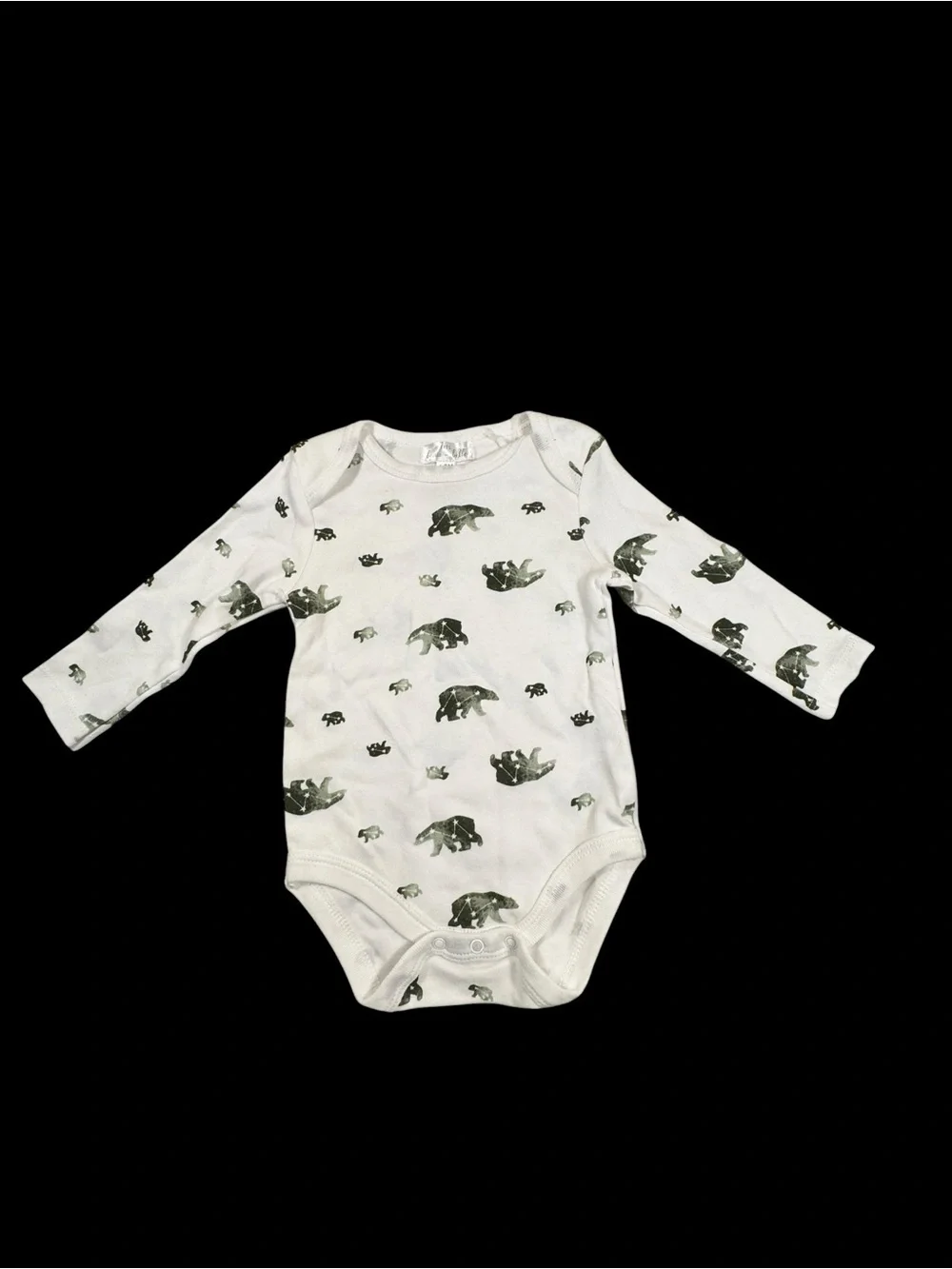 Long-Sleeve astrology bear Print Baby Bodysuit - White/Green